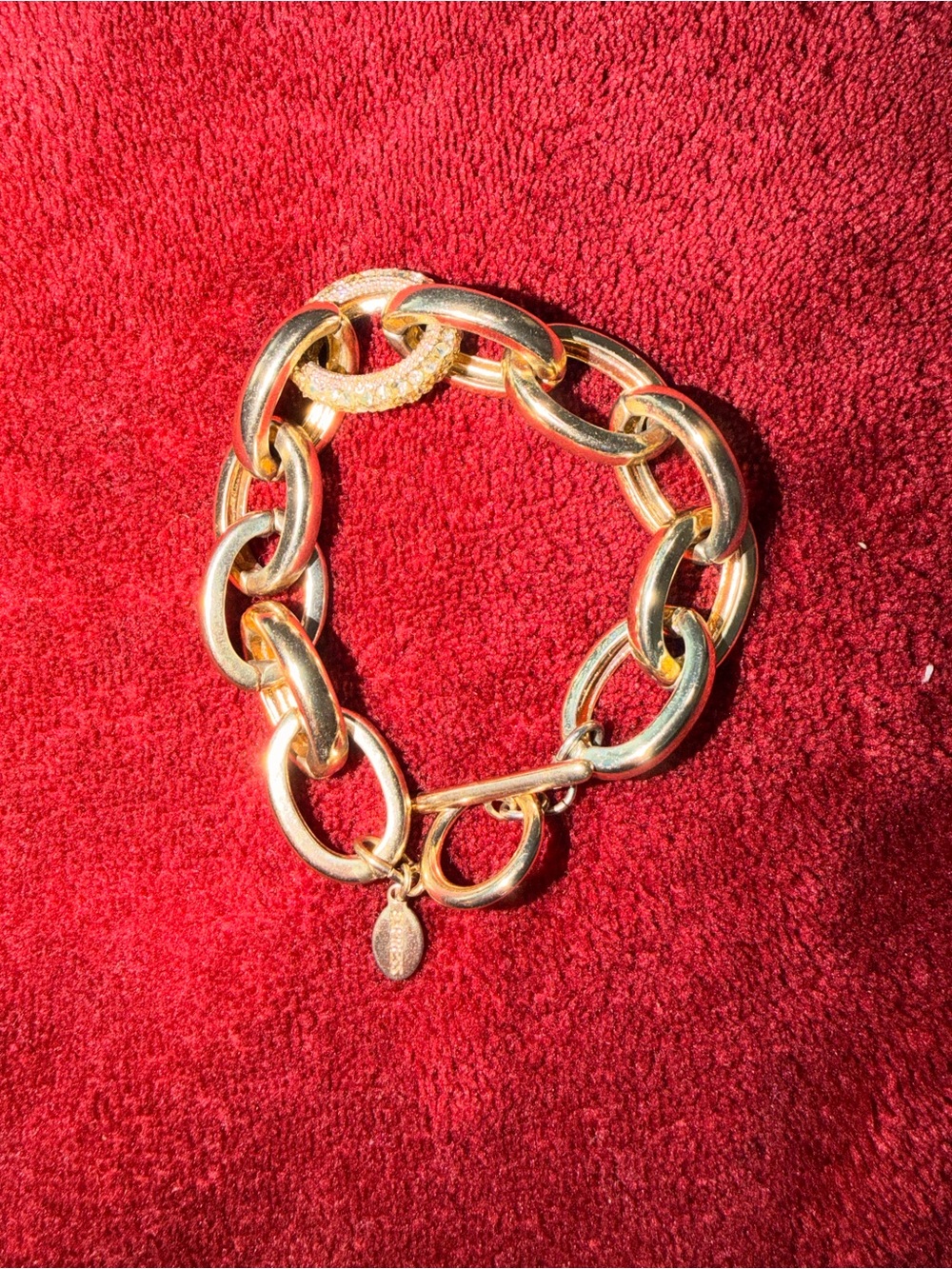 Express Gold-Tone Chunky Link Bracelet with Pavé Link